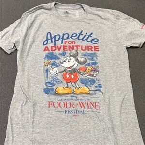 Disney Gray T-Shirt with Mickey Mouse and Food & Wine Festival Design